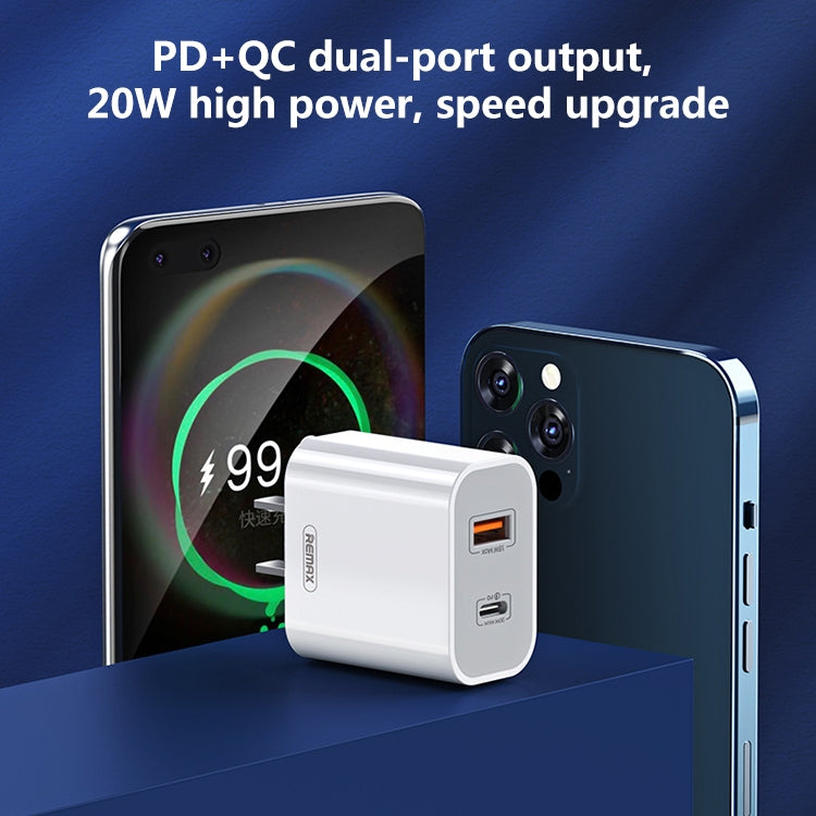 REMAX RP-U68 20W USB+USB-C/Type-C Dual Interface Fast Charger Set, Specification:UK Plug(White) - free shipping - PMC Jewellery - Order now!