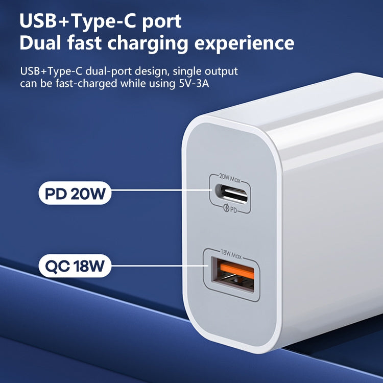 REMAX RP-U68 20W USB+USB-C/Type-C Dual Interface Fast Charger Set, Specification:UK Plug(White) - free shipping - PMC Jewellery - Order now!