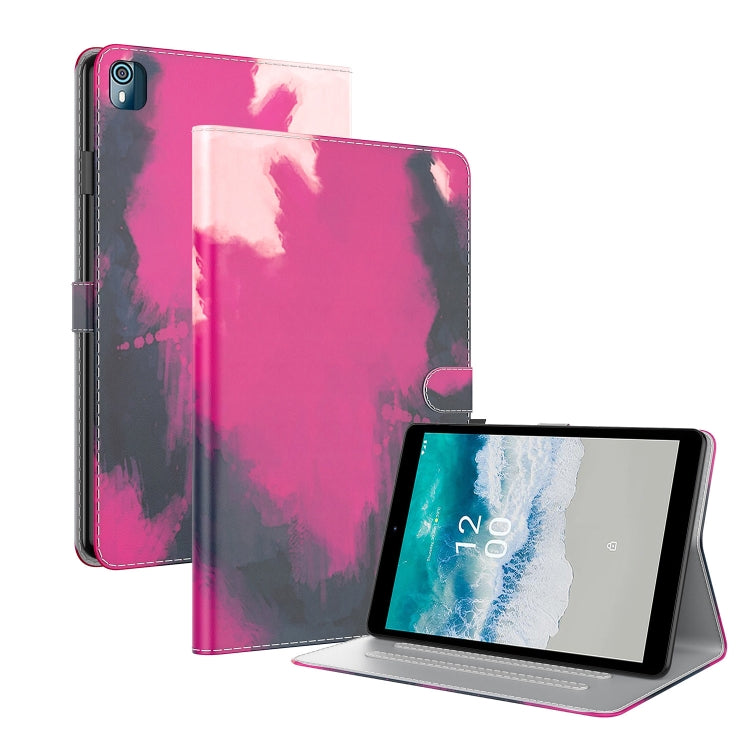 For Nokia T10 Watercolor Pattern Flip Leather Tablet Case(Berry Color) - Nokia by PMC TechLife | Online Shopping South Africa | PMC TechLife | Buy Now Pay Later Mobicred