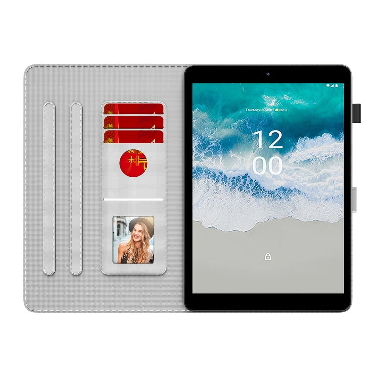 For Nokia T10 Watercolor Pattern Flip Leather Tablet Case(Cyan Green) - Nokia by PMC TechLife | Online Shopping South Africa | PMC TechLife | Buy Now Pay Later Mobicred