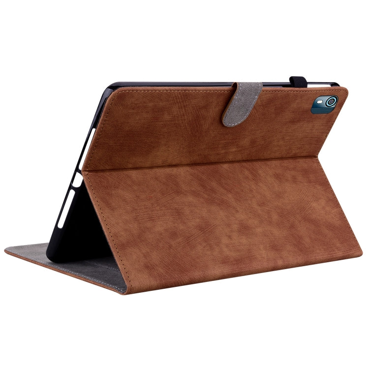 For Nokia T10 Tiger Pattern PU Tablet Case(Brown) - Nokia by PMC TechLife | Online Shopping South Africa | PMC TechLife | Buy Now Pay Later Mobicred