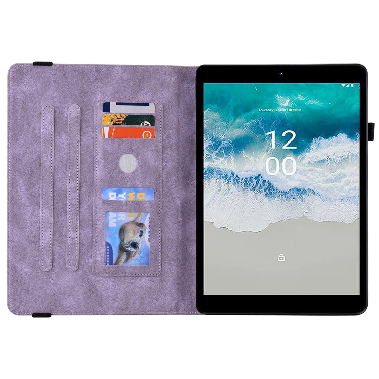 For Nokia T10 Butterfly Flower Embossed Leather Tablet Case(Purple) - Nokia by PMC TechLife | Online Shopping South Africa | PMC TechLife | Buy Now Pay Later Mobicred