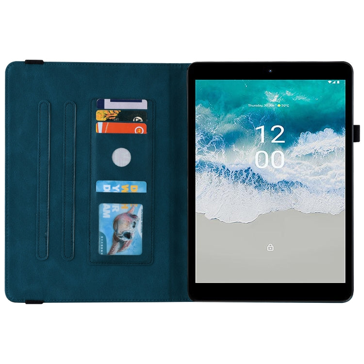 For Nokia T10 Butterfly Flower Embossed Leather Tablet Case(Blue) - Nokia by PMC Jewellery | Online Shopping South Africa | PMC Jewellery