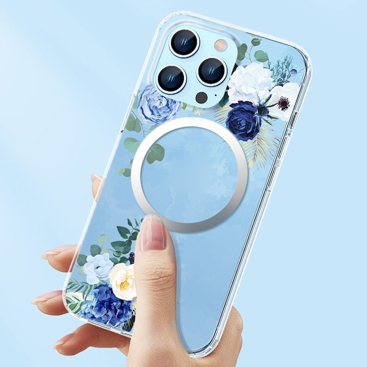 For iPhone 14 Plus Flower Frosted MagSafe Phone Case (Lily) - iPhone 14 Plus Cases by PMC TechLife | Online Shopping South Africa | PMC TechLife
