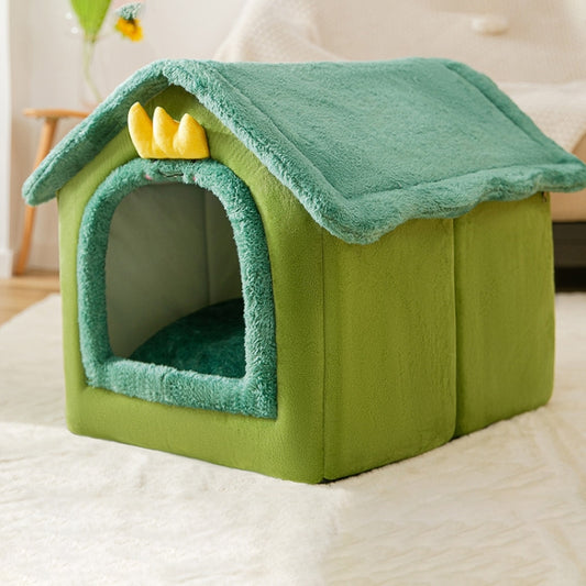 House Type Universal Removable and Washable Pet Dog Cat Bed Pet Supplies, Size:S(Green Dinosaurs) - Beds by PMC Jewellery | Online Shopping South Africa | PMC Jewellery | Buy Now Pay Later Mobicred