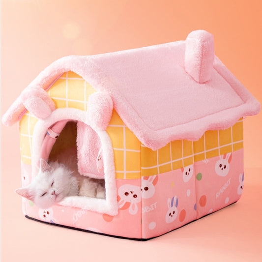 House Type Universal Removable and Washable Pet Dog Cat Bed Pet Supplies, Size:S(Pink Rabbit) - Beds by PMC Jewellery | Online Shopping South Africa | PMC Jewellery | Buy Now Pay Later Mobicred