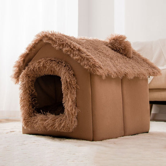 House Type Universal Removable and Washable Pet Dog Cat Bed Pet Supplies, Size:S(Brown Igloo) - Beds by PMC Jewellery | Online Shopping South Africa | PMC Jewellery | Buy Now Pay Later Mobicred