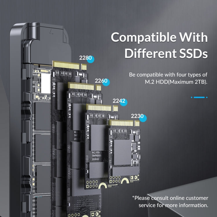ORICO HM2C3-BK USB3.1 Gen1 Type-C 6Gbps M.2 SATA SSD Enclosure(Black) - free shipping - PMC Jewellery - Order now!
