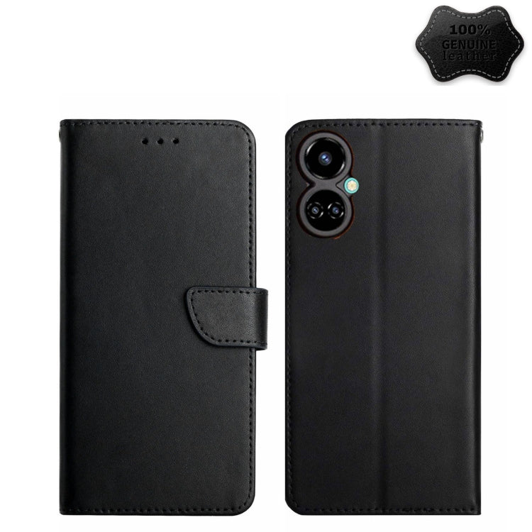 For Tecno Camon 19 Pro 4G Genuine Leather Fingerprint-proof Horizontal Flip Phone Case(Black) - Tecno Cases by PMC TechLife | Online Shopping South Africa | PMC TechLife | Buy Now Pay Later Mobicred