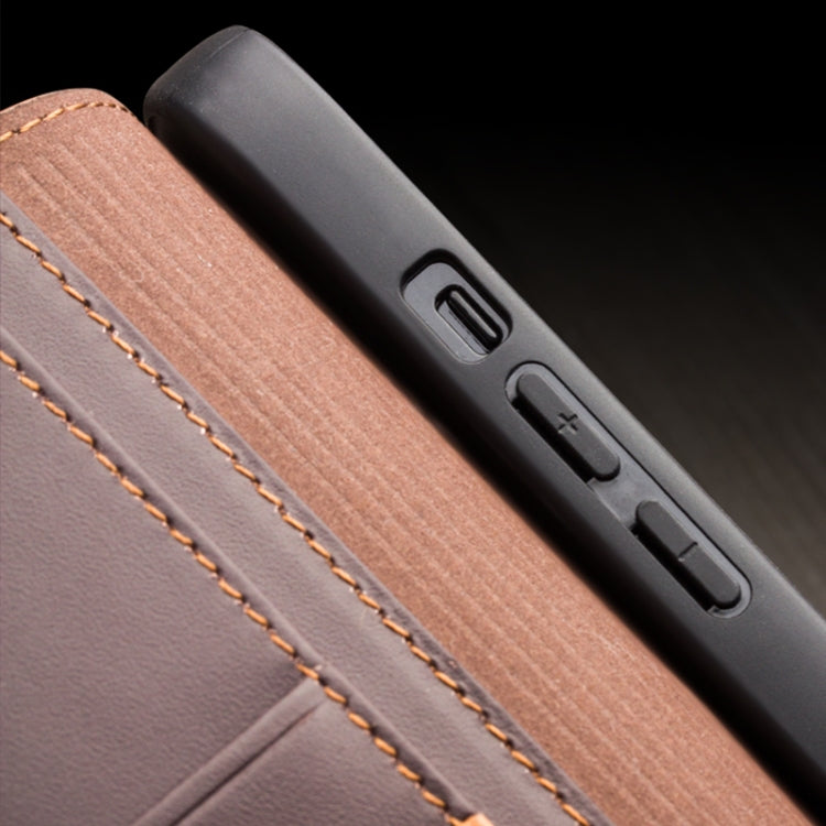 For iPhone 14 Pro QIALINO Business Horizontal Flip PU Phone Case(Brown) - free shipping - PMC TechLife - Order now!
