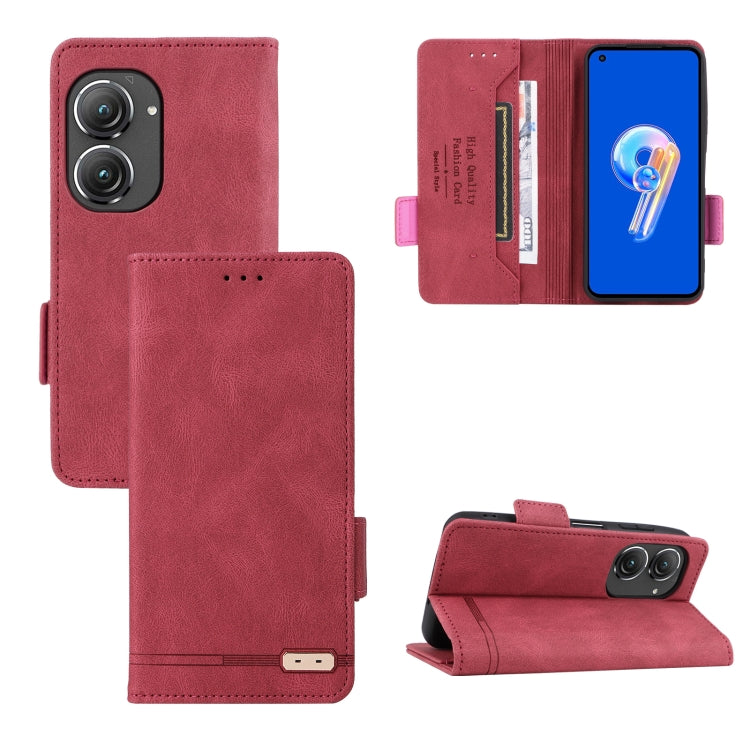 For Asus Zenfone 9 Magnetic Clasp Flip Leather Phone Case(Red) - ASUS Cases by PMC Jewellery | Online Shopping South Africa | PMC Jewellery