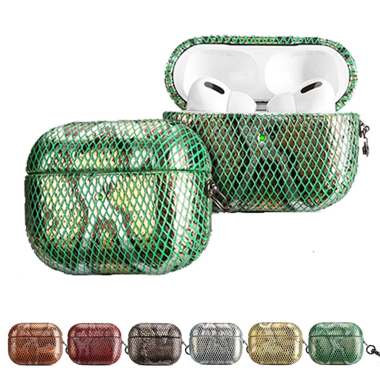 J01 Mesh Snakeskin Headphone Case For AirPods Pro(Black) - For AirPods Pro by PMc TechLife | Online Shopping South Africa | PMc TechLife | Buy Now Pay Later Mobicred