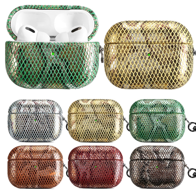 J01 Mesh Snakeskin Headphone Case For AirPods 3(Black) - For AirPods 3 by PMc TechLife | Online Shopping South Africa | PMc TechLife | Buy Now Pay Later Mobicred