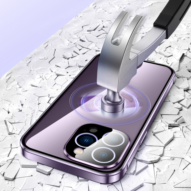 For iPhone 14 Plus Magnetic Double-buckle HD Tempered Glass Phone Case (Gold) - iPhone 14 Plus Cases by PMC TechLife | Online Shopping South Africa | PMC TechLife | Buy Now Pay Later Mobicred