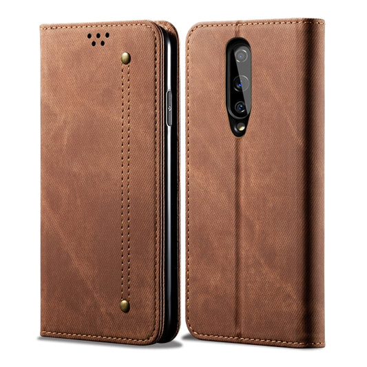 For OnePlus 8 Denim Texture Casual Style Horizontal Flip Leather Case with Holder & Card Slots & Wallet(Brown) - OnePlus Cases by PMC Jewellery | Online Shopping South Africa | PMC Jewellery