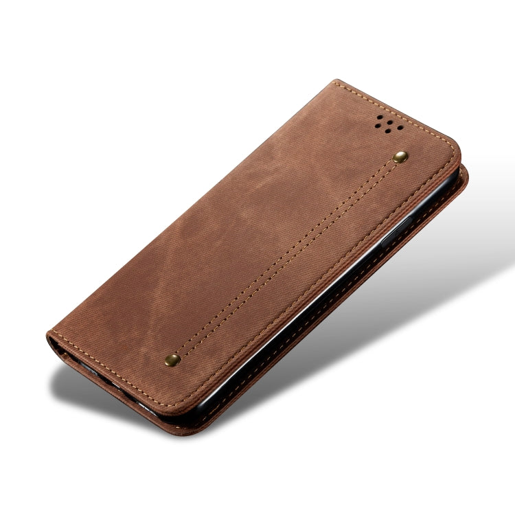 For OnePlus 8 Denim Texture Casual Style Horizontal Flip Leather Case with Holder & Card Slots & Wallet(Brown) - OnePlus Cases by PMC Jewellery | Online Shopping South Africa | PMC Jewellery