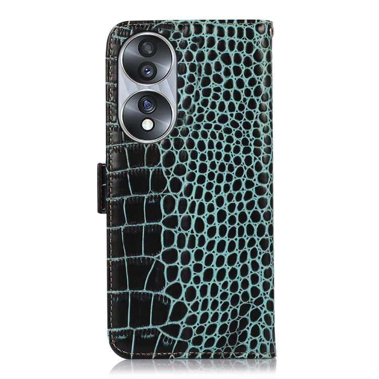 For Honor 70 Crocodile Top Layer Cowhide Leather Phone Case(Green) - Honor Cases by PMC TechLife | Online Shopping South Africa | PMC TechLife | Buy Now Pay Later Mobicred
