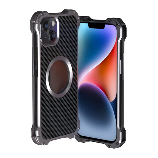 For iPhone 14 Plus R-JUST RJ51 Hollow Shockproof Metal Phone Case (Dark Grey) - iPhone 14 Plus Cases by R-JUST | Online Shopping South Africa | PMC Jewellery | Buy Now Pay Later Mobicred