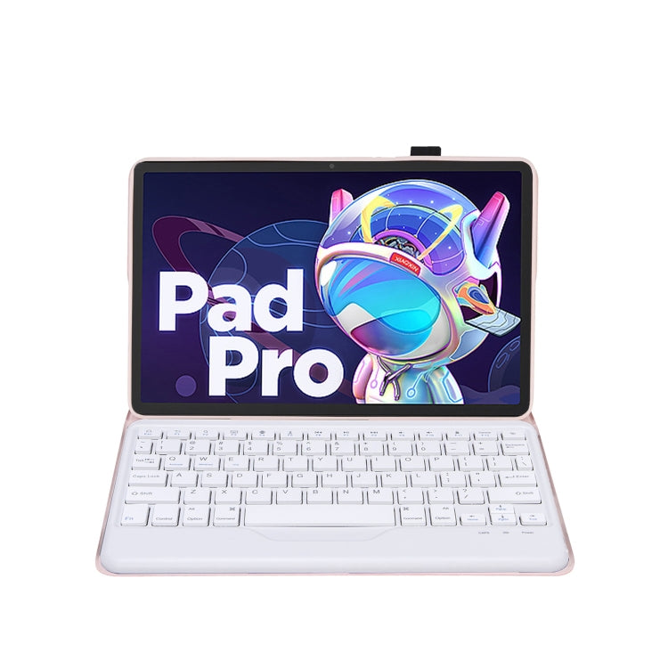 AM18-B Bluetooth Keyboard Leather Case For Lenovo XiaoXin Pad Pro 2022 11.2 inch(Pink) - Lenovo Keyboard by PMC TechLife | Online Shopping South Africa | PMC TechLife