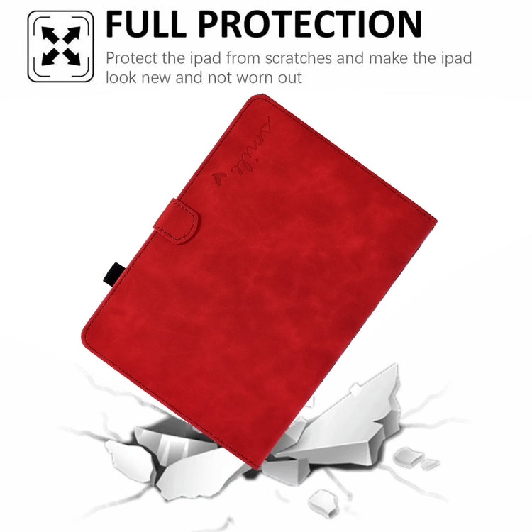 For Lenovo Tab M10 3rd Gen Embossed Smile Flip Tablet Leather Case(Red) - Lenovo by PMC TechLife | Online Shopping South Africa | PMC TechLife | Buy Now Pay Later Mobicred