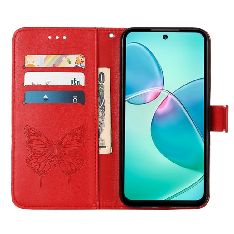 For Infinix Hot 12 Play/Hot 12 Play NFC X6816C Embossed Butterfly Flip Leather Phone Case(Red) - Infinix Cases by PMC Jewellery | Online Shopping South Africa | PMC Jewellery