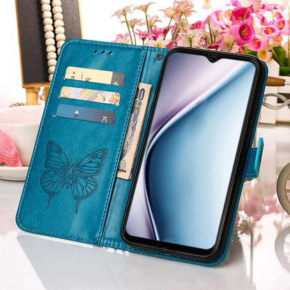 For Itel P38/S17/S1661W/Vision 3 Embossed Butterfly Flip Leather Phone Case(Blue) - More Brand by PMC Jewellery | Online Shopping South Africa | PMC Jewellery