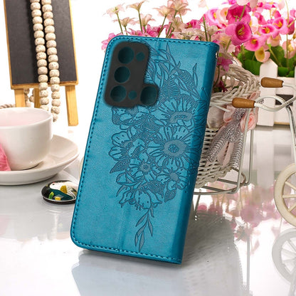 For Itel P38/S17/S1661W/Vision 3 Embossed Butterfly Flip Leather Phone Case(Blue) - More Brand by PMC Jewellery | Online Shopping South Africa | PMC Jewellery