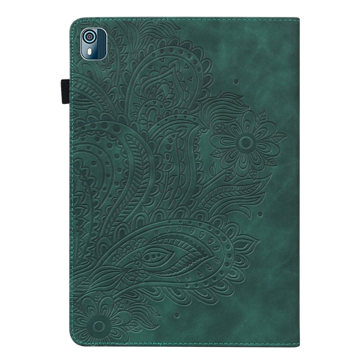 For Nokia T10 Peacock Embossed Pattern Leather Tablet Case(Green) - Nokia by PMC TechLife | Online Shopping South Africa | PMC TechLife | Buy Now Pay Later Mobicred