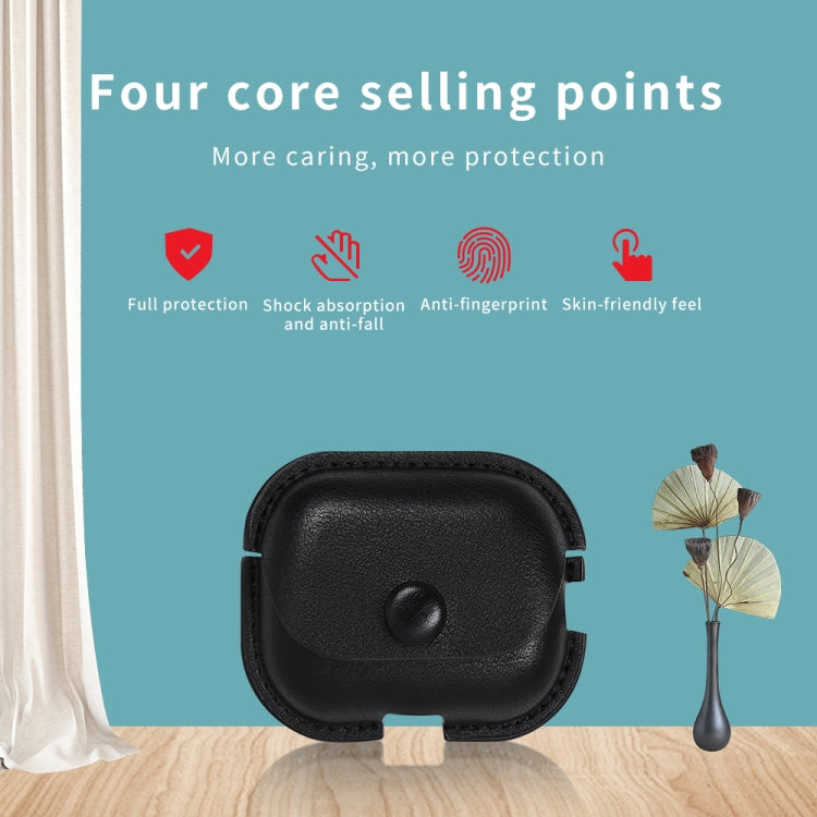 For AirPods Pro 2 Litchi Texture PU Leather Earphone Protective Case with Hook(Light Brown) - free shipping - PMC Jewellery - Order now!