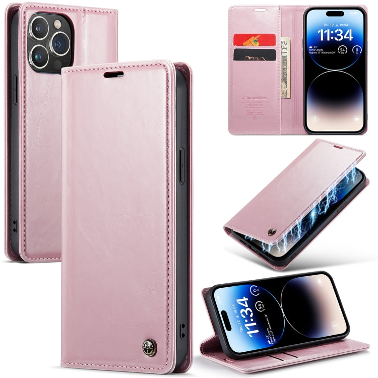 For iPhone 14 Pro CaseMe 003 Crazy Horse Texture Leather Phone Case(Rose Gold) - iPhone 14 Pro Cases by CaseMe | Online Shopping South Africa | PMC Jewellery | Buy Now Pay Later Mobicred