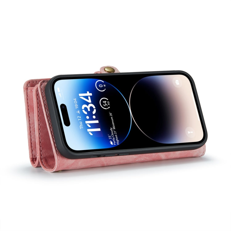 For iPhone 14 Pro CaseMe 008 Detachable Multifunctional Leather Phone Case(Pink) - iPhone 14 Pro Cases by CaseMe | Online Shopping South Africa | PMC Jewellery | Buy Now Pay Later Mobicred