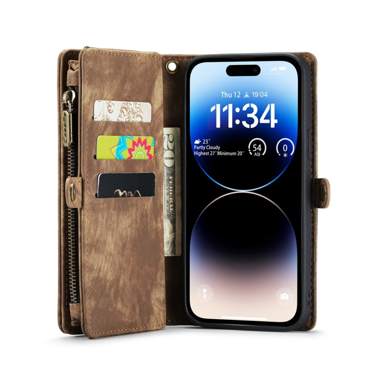 For iPhone 14 Pro Max CaseMe 008 Detachable Multifunctional Leather Phone Case(Brown) - free shipping - PMC Jewellery - Order now!