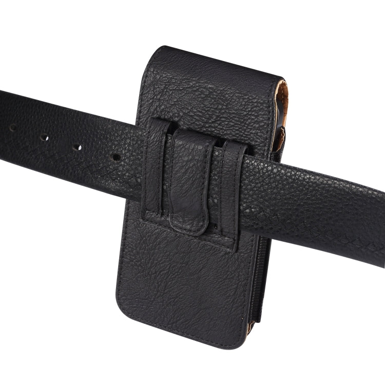 For 7.0 inch Mobile Phone Cowhide Texture Oxford Cloth Waist Bag(Black) -  by PMC TechLife | Online Shopping South Africa | PMC TechLife | Buy Now Pay Later Mobicred