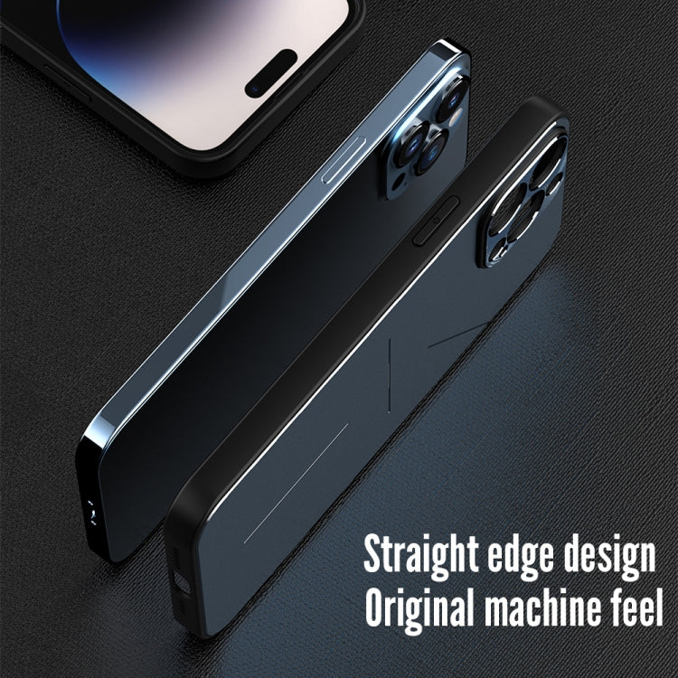 For iPhone 14 Pro R-JUST RJ52 3-Line Style Metal TPU Shockproof Phone Case(Blue) - iPhone 14 Pro Cases by R-JUST | Online Shopping South Africa | PMC TechLife