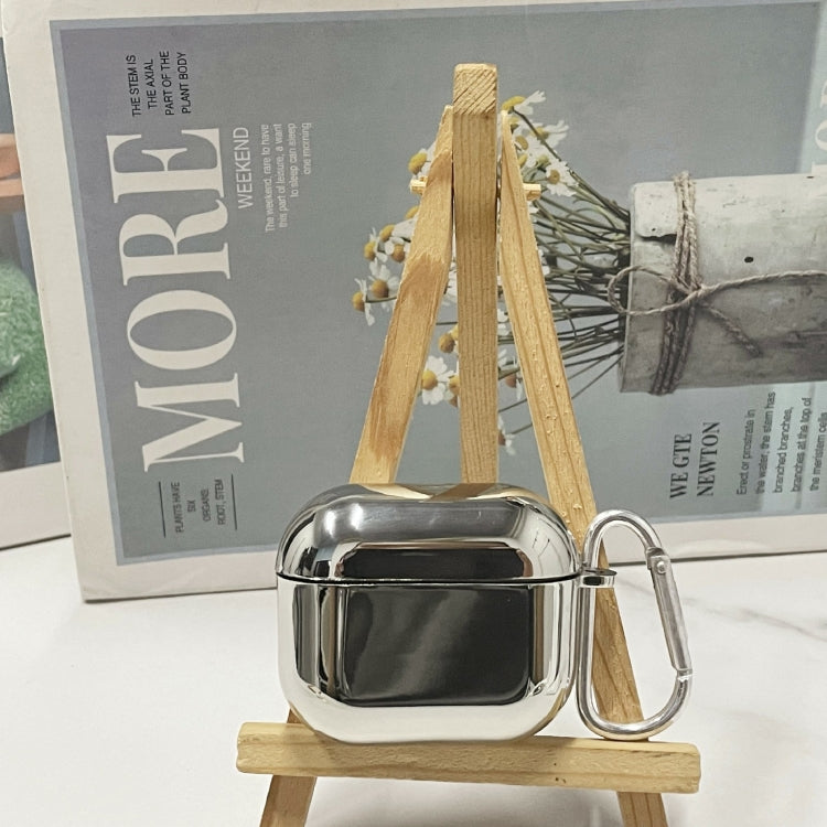 For AirPods Pro Split Electroplating TPU Earphone Protective Case with Hook(Silver) - free shipping - PMC Jewellery - Order now!