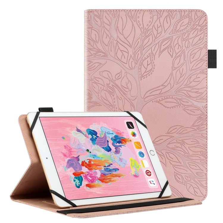 For 10 inch Life Tree Pattern Flip Universal Leather Tablet Case(Rose Gold) - 10 - 11 inch by PMC TechLife | Online Shopping South Africa | PMC TechLife | Buy Now Pay Later Mobicred
