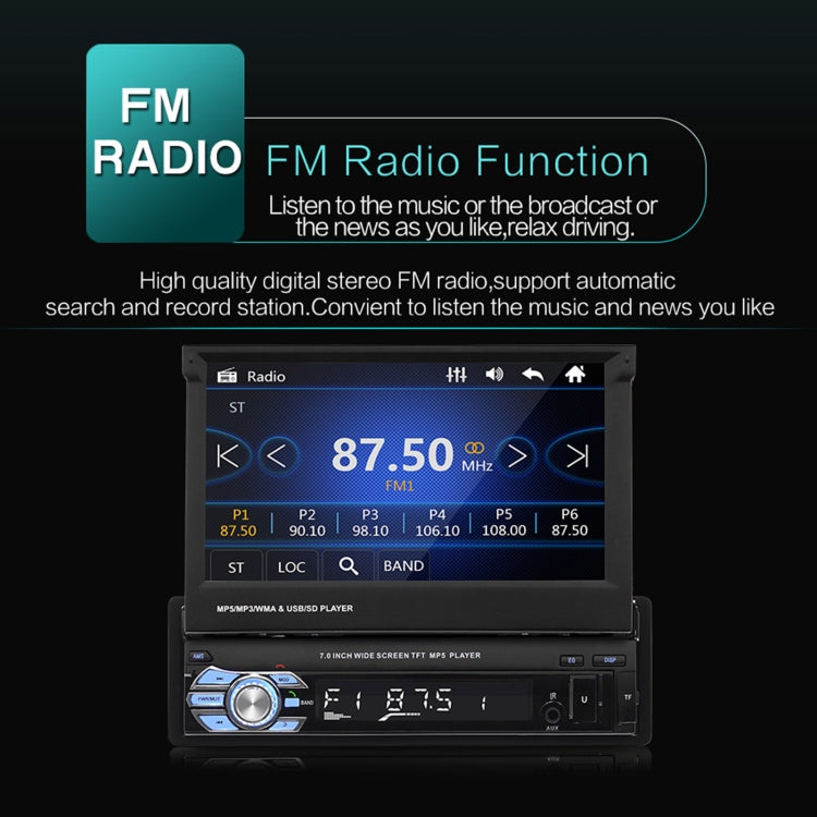 9601 7 inch Car Electric Retractable MP5 Player Supports Bluetooth Hand-free Calling Reverse - Car MP3 & MP4 & MP5 by PMC TechLife | Online Shopping South Africa | PMC TechLife | Buy Now Pay Later Mobicred