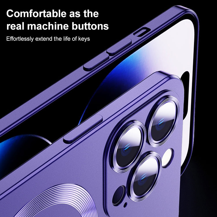 For iPhone 14 Pro Liquid Lens Protector Magsafe Phone Case(Dark Purple) - iPhone 14 Pro Cases by PMC TechLife | Online Shopping South Africa | PMC TechLife