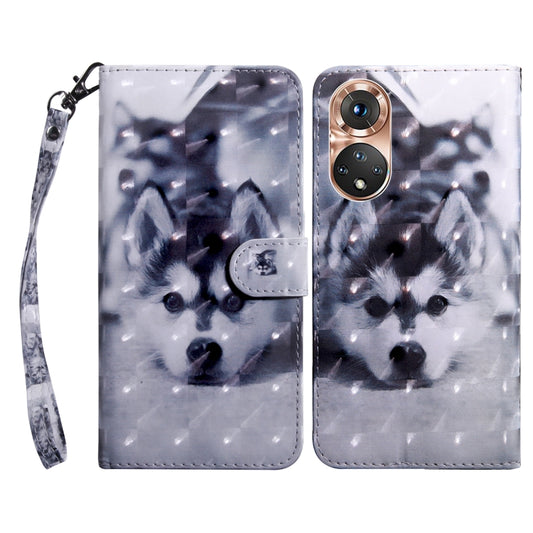 For Honor 50 3D Painted Leather Phone Case(Husky) - Honor Cases by PMC Jewellery | Online Shopping South Africa | PMC Jewellery