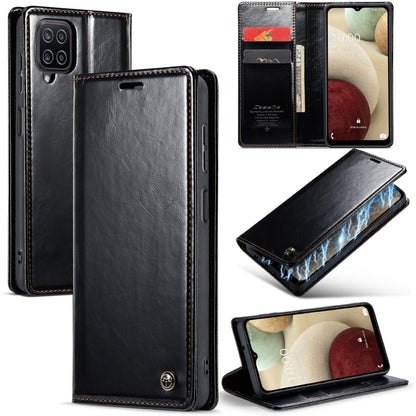 For Samsung Galaxy A12 CaseMe 003 Crazy Horse Texture Leather Phone Case(Black) - Galaxy Phone Cases by CaseMe | Online Shopping South Africa | PMC Jewellery | Buy Now Pay Later Mobicred