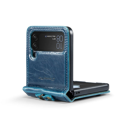 For Samsung Galaxy Z Flip4 CaseMe 003 Crazy Horse Texture Leather Phone Case with Lanyard(Blue) - Galaxy Z Flip4 5G Cases by CaseMe | Online Shopping South Africa | PMC Jewellery | Buy Now Pay Later Mobicred