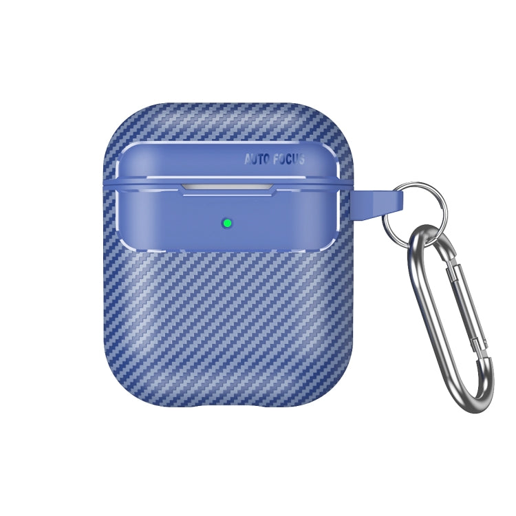 For AirPods 1 / 2 Carbon Fiber Texture Anti-fall Earphone Protective Case(Blue) - For AirPods 1/2 by PMC Jewellery | Online Shopping South Africa | PMC Jewellery | Buy Now Pay Later Mobicred
