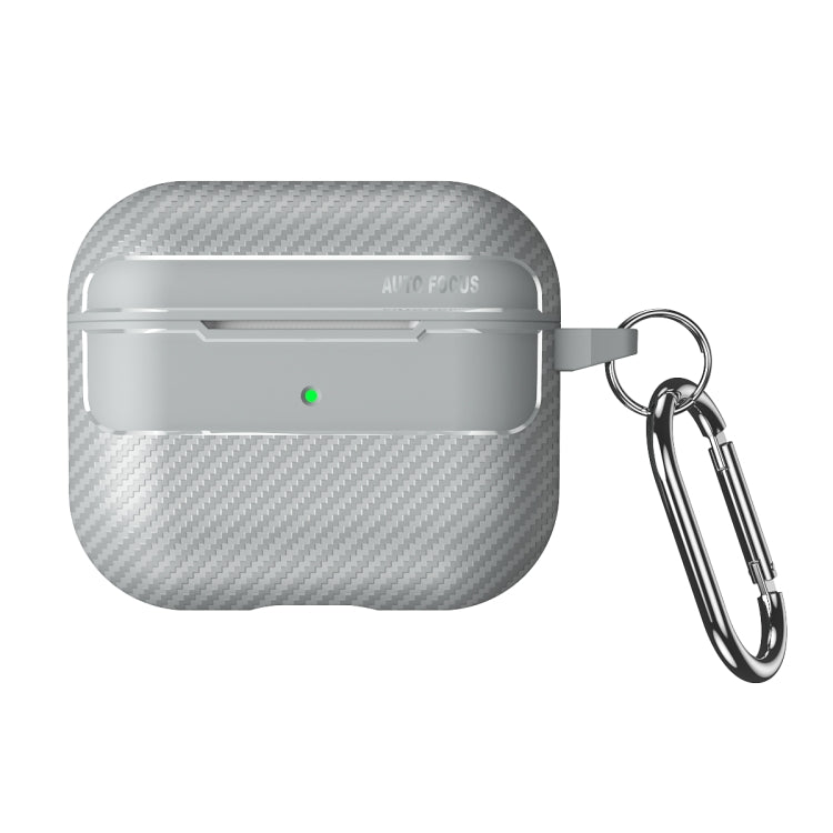 For AirPods 3 Carbon Fiber Texture Anti-fall Earphone Protective Case(Grey) - For AirPods 3 by PMC Jewellery | Online Shopping South Africa | PMC Jewellery | Buy Now Pay Later Mobicred