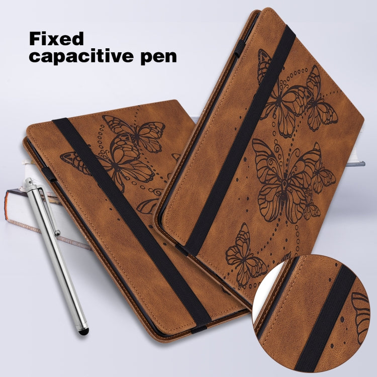 For Nokia T20 10.4 2021 Embossed Butterfly Pattern Leather Tablet Case(Brown) - Nokia by PMC TechLife | Online Shopping South Africa | PMC TechLife | Buy Now Pay Later Mobicred