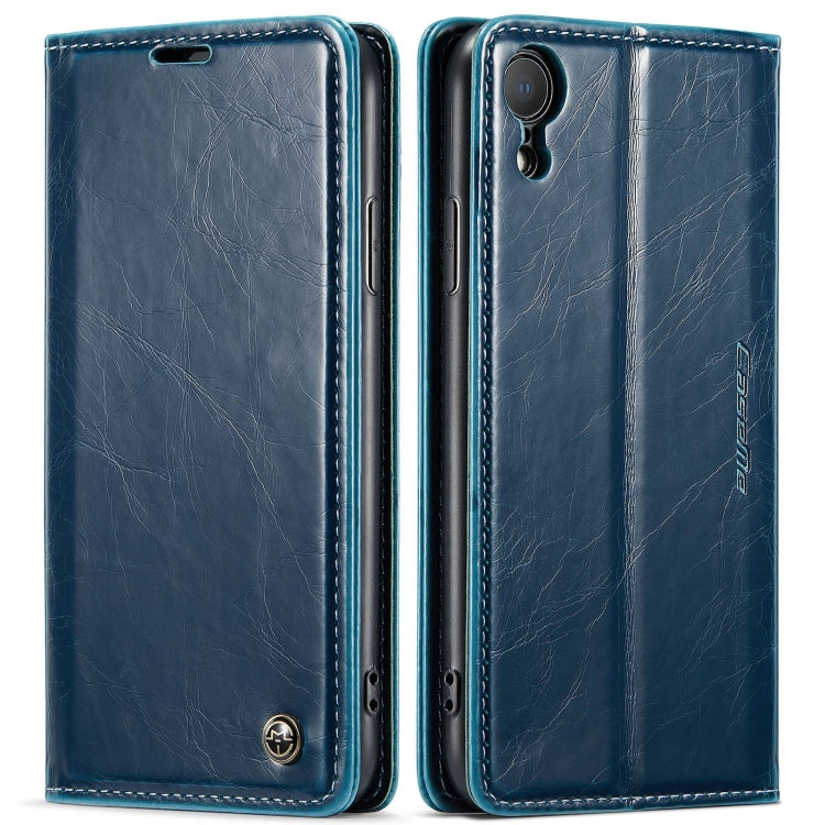 For iPhone XR CaseMe 003 Crazy Horse Texture Leather Phone Case(Blue) - More iPhone Cases by CaseMe | Online Shopping South Africa | PMC Jewellery | Buy Now Pay Later Mobicred