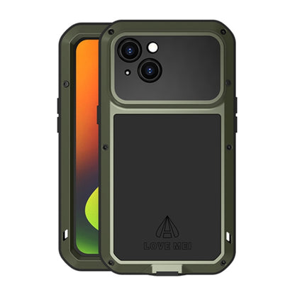 For iPhone 14 LOVE MEI Metal Shockproof Life Waterproof Dustproof Phone Case(Army Green) - iPhone 14 Cases by LOVE MEI | Online Shopping South Africa | PMC Jewellery | Buy Now Pay Later Mobicred