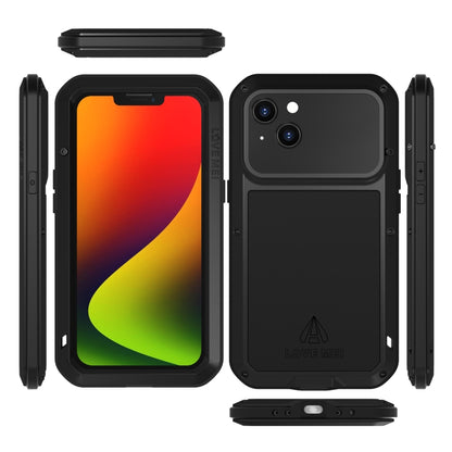 For iPhone 14 LOVE MEI Metal Shockproof Life Waterproof Dustproof Phone Case(Black) - iPhone 14 Cases by LOVE MEI | Online Shopping South Africa | PMC Jewellery | Buy Now Pay Later Mobicred