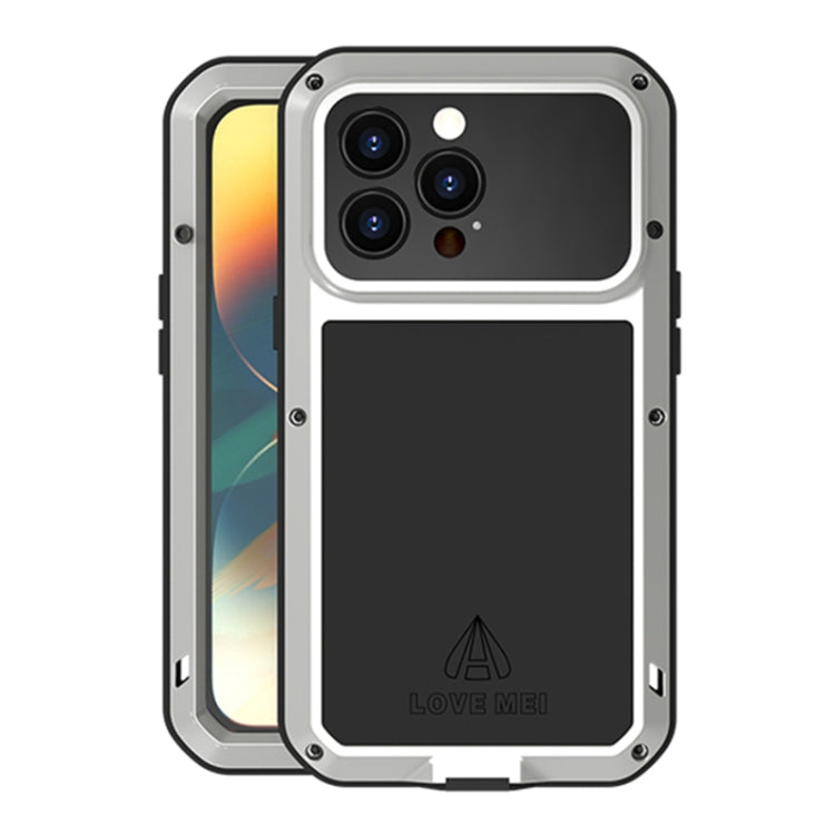 For iPhone 14 Pro LOVE MEI Metal Shockproof Life Waterproof Dustproof Phone Case(Silver) - iPhone 14 Pro Cases by LOVE MEI | Online Shopping South Africa | PMC Jewellery | Buy Now Pay Later Mobicred