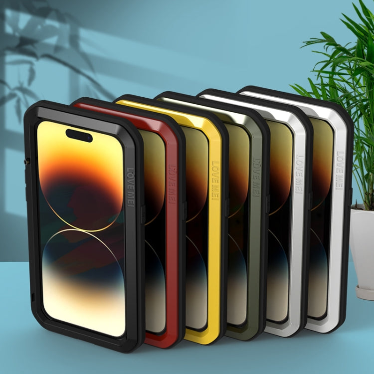 For iPhone 14 Pro LOVE MEI Metal Shockproof Life Waterproof Dustproof Phone Case(Silver) - free shipping - PMC TechLife - Order now!