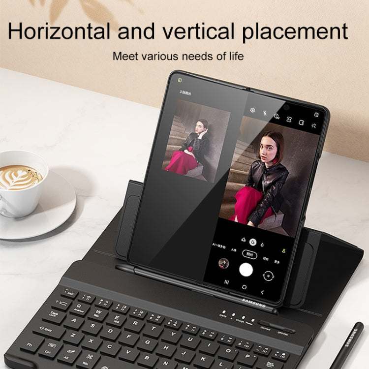 For Samsung Galaxy Z Fold3 5G Magnetic Folding Bluetooth Keyboard Leather Case(Carbon Fiber) - Samsung Keyboard by PMC TechLife | Online Shopping South Africa | PMC TechLife